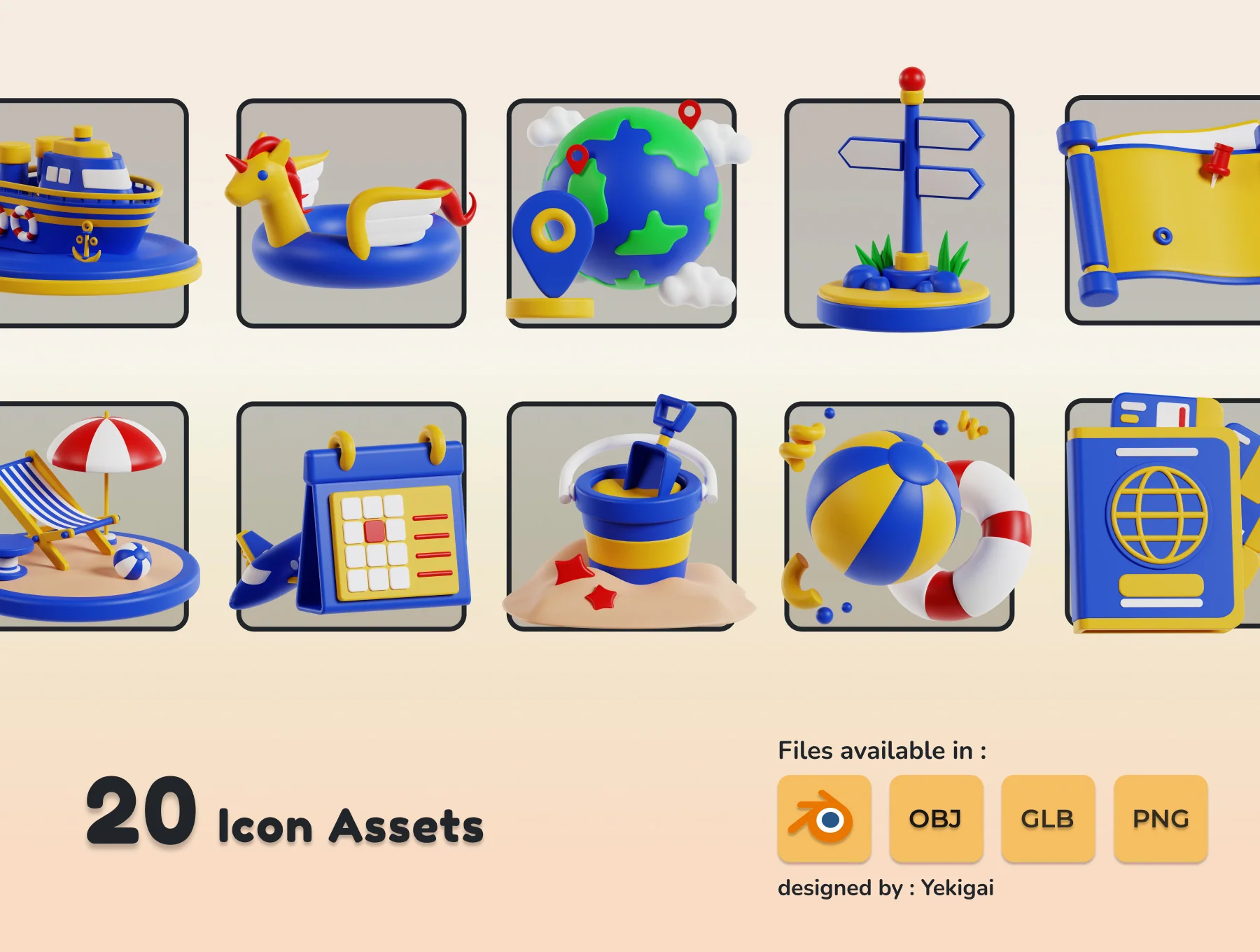 Travel and Holiday 3D Icon Pack 5