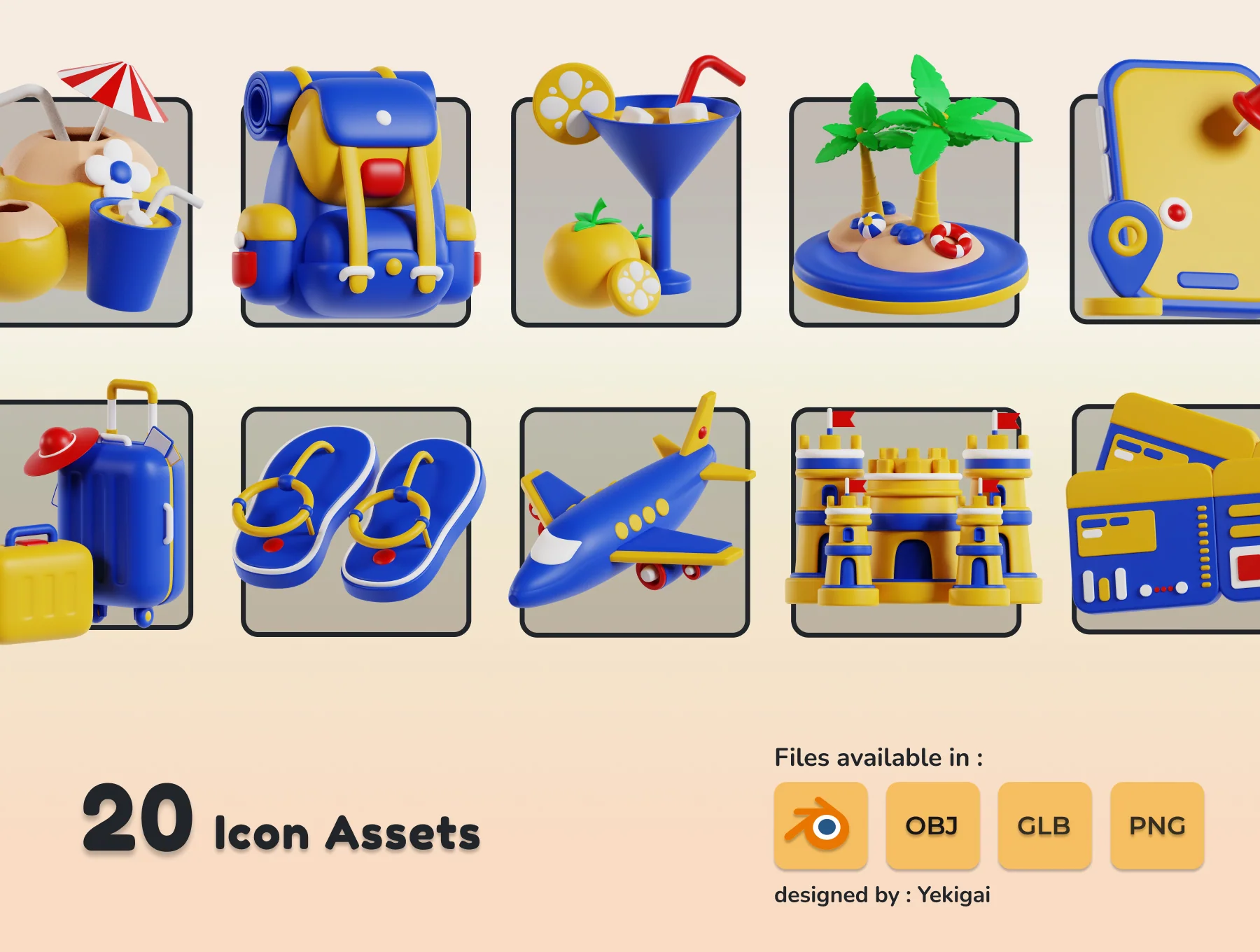 Travel and Holiday 3D Icon Pack 6