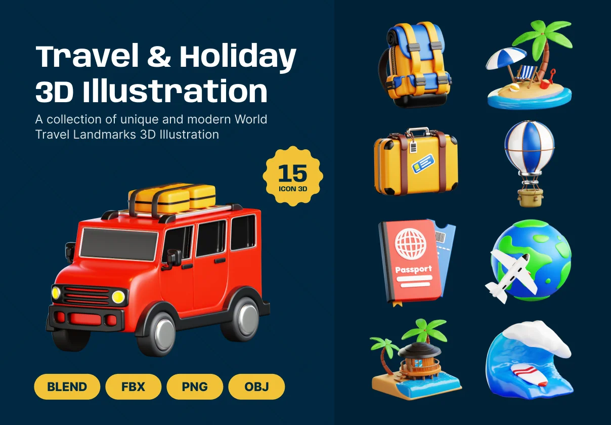 Travel And Holiday 3D Illustration