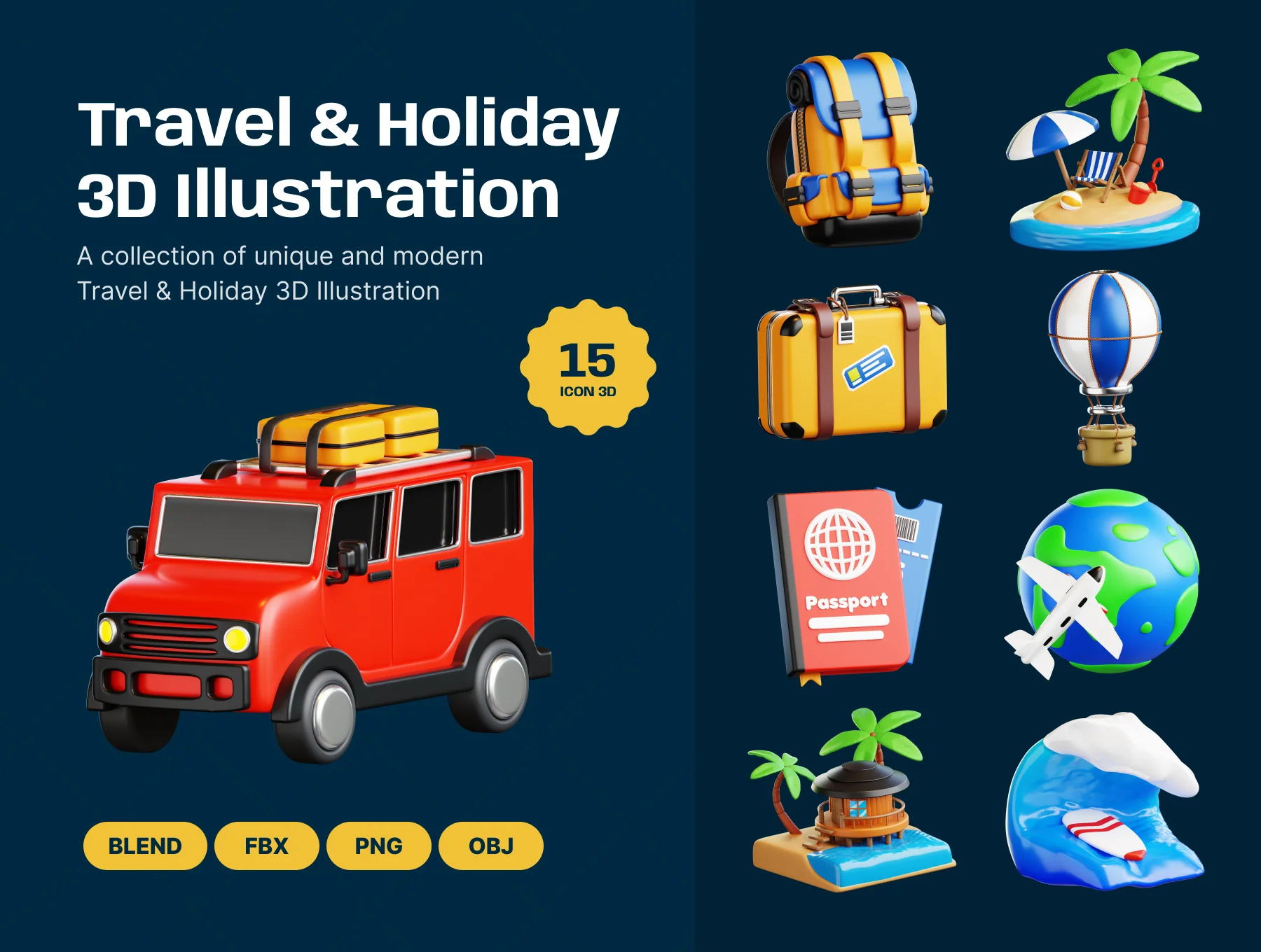 Travel And Holiday 3D Illustration