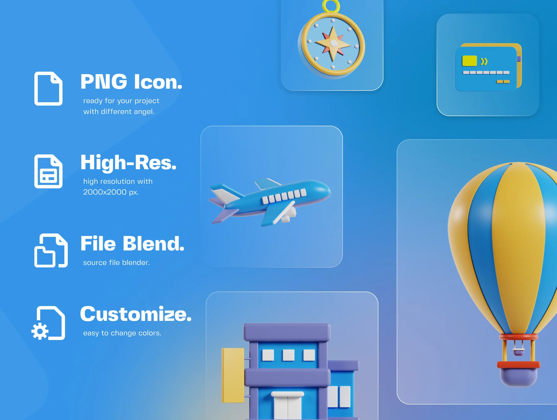 Travel and Vacation 3D Icon Pack 2