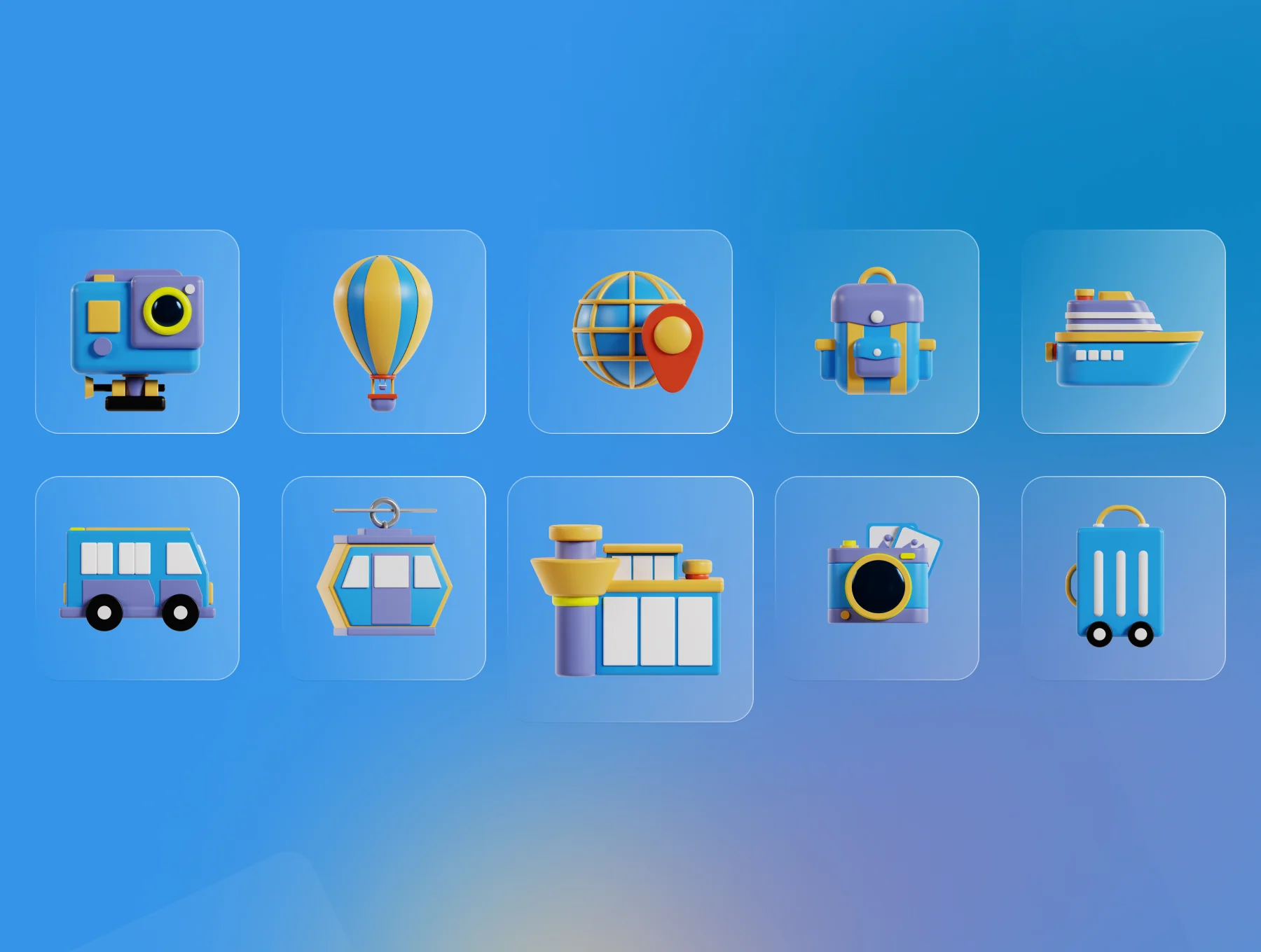 Travel and Vacation 3D Icon Pack 5