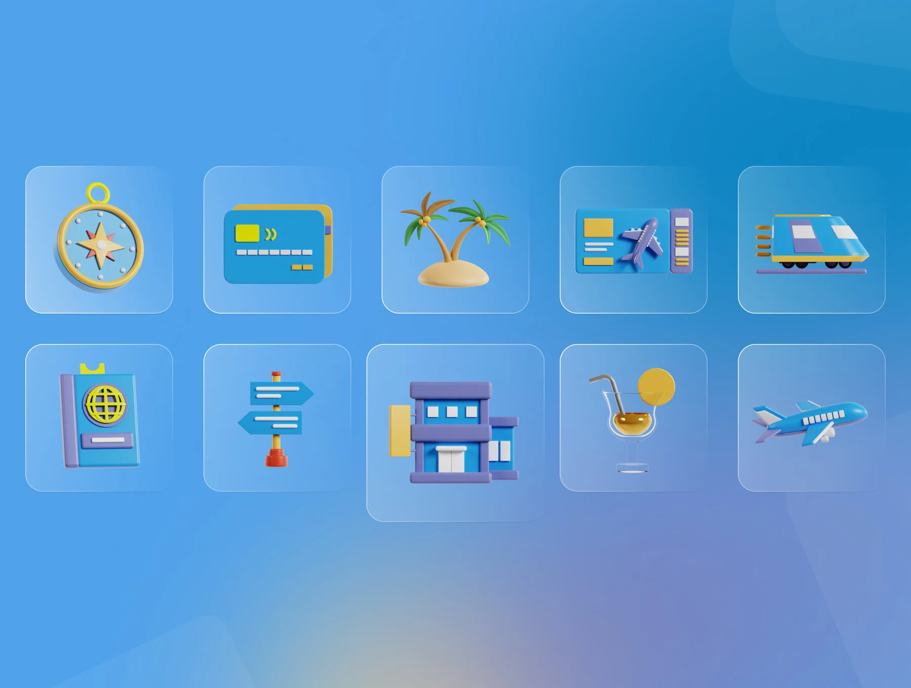 Travel and Vacation 3D Icon Pack 6