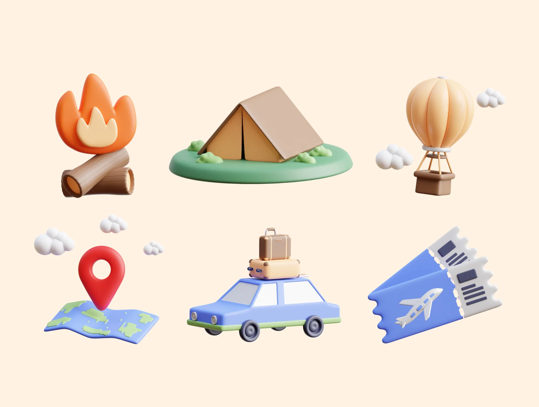 Travel & Vacation 3D Icon Pack 5
