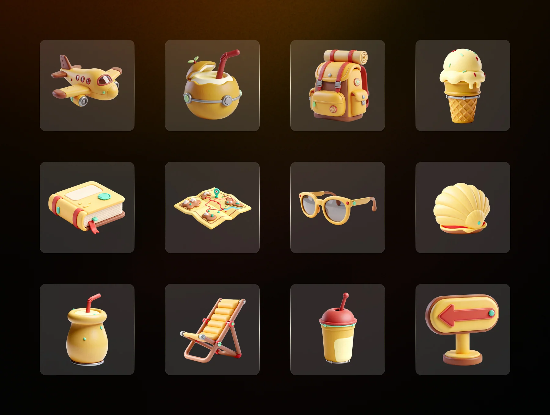 Travel & Vacation 3D Icon Set - 36 Premium High-Res Assets 3