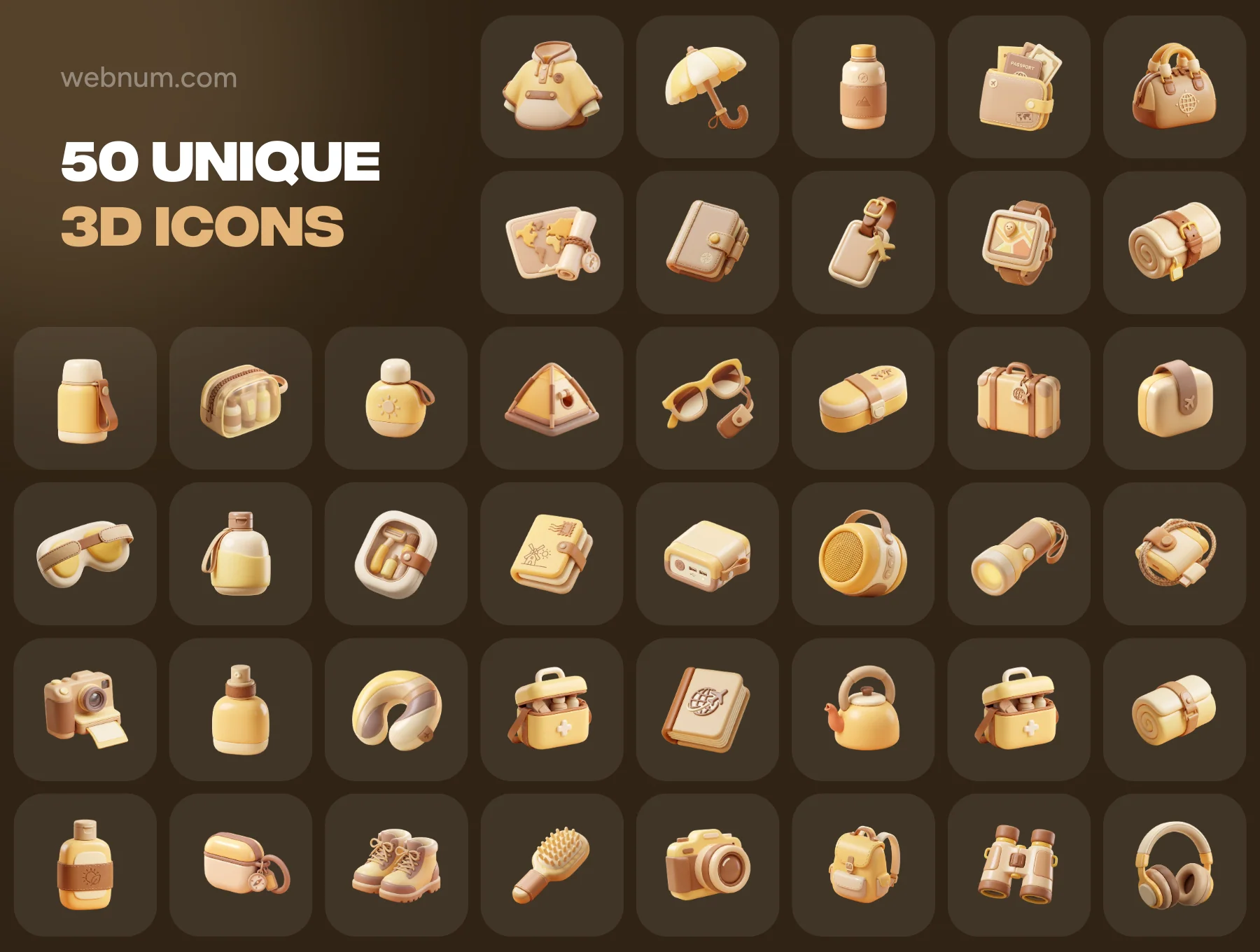 Travel & Vacation 3D icons set 5