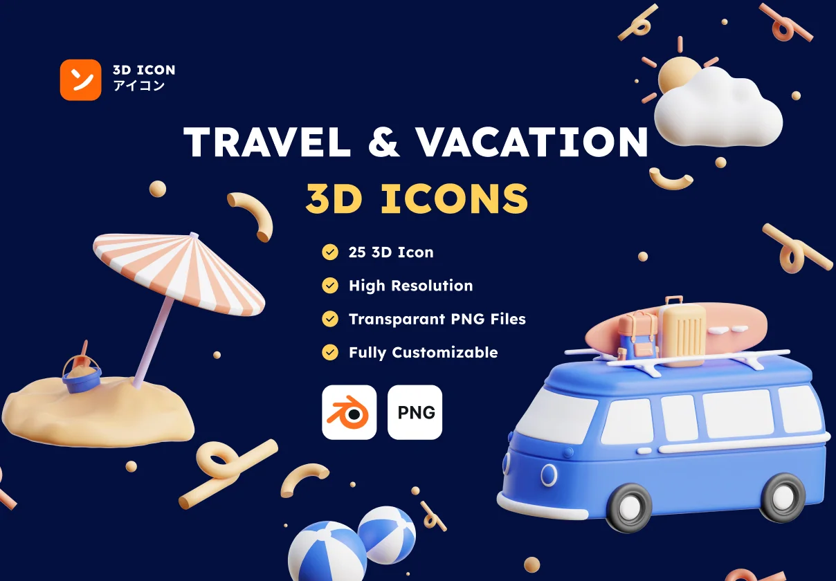 Travel & Vacation 3D Icons