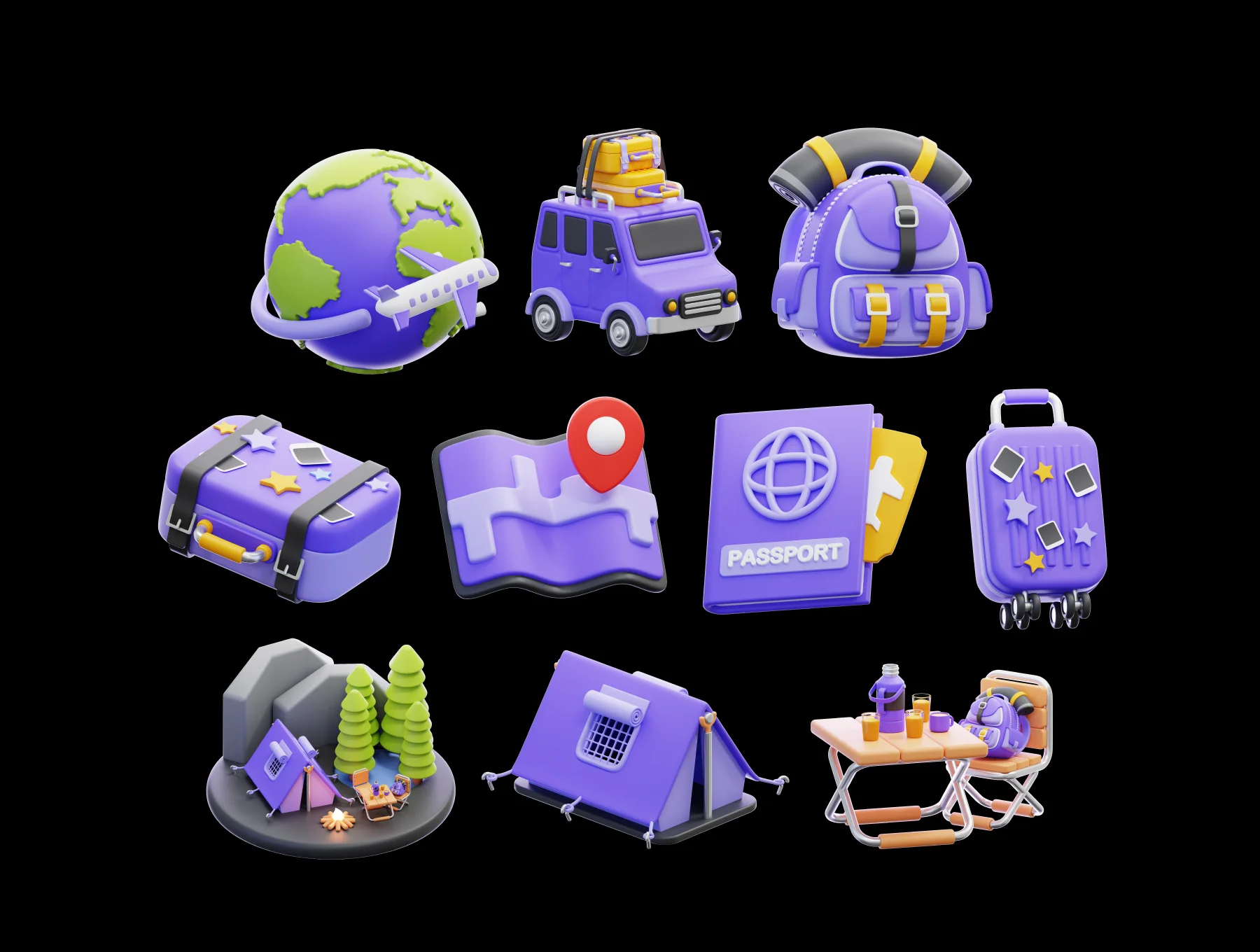 Travel Vacation & Holiday 3D Icon Pack 5