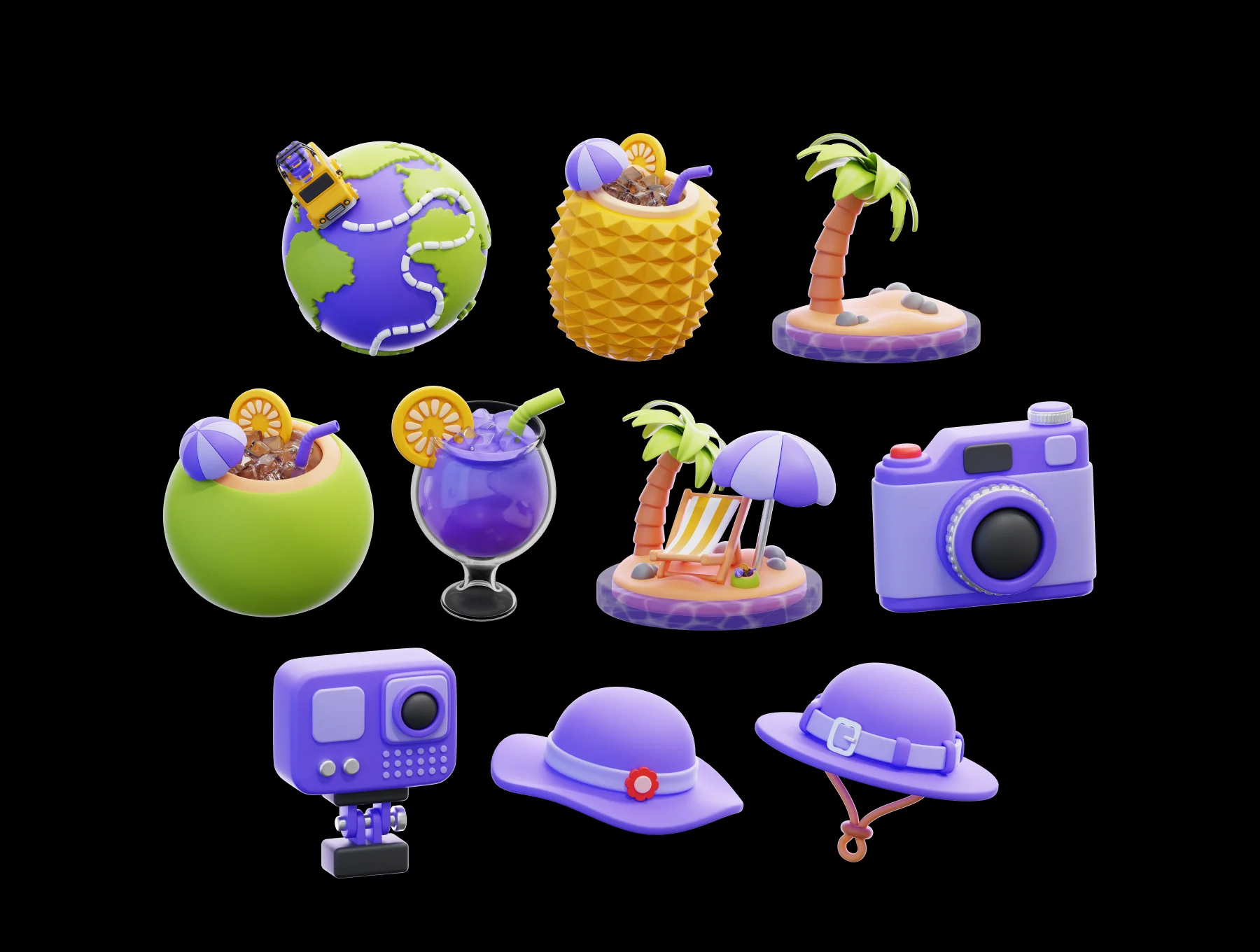 Travel Vacation & Holiday 3D Icon Pack 6
