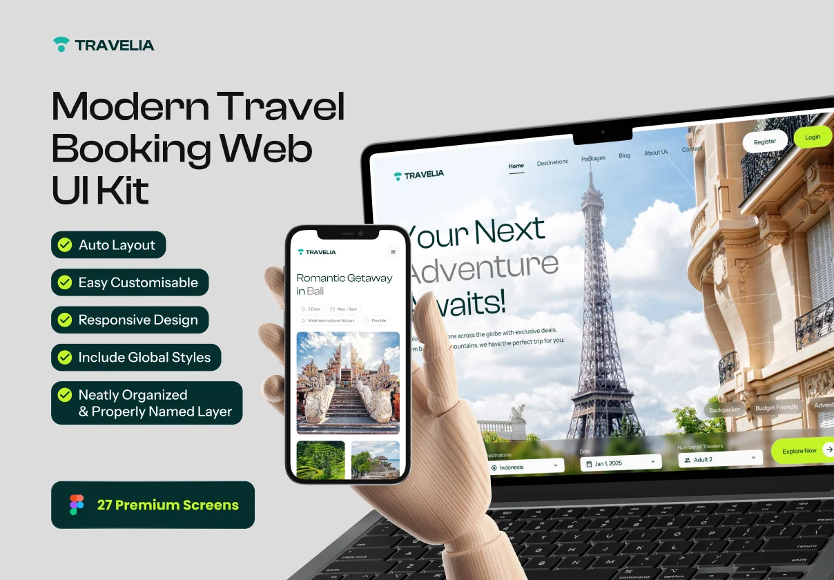 Travelia – Modern Travel Booking Web UI Kit