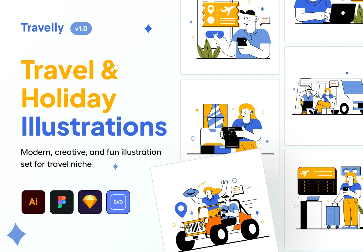 Travelly - Travel and Holiday Illustration Set