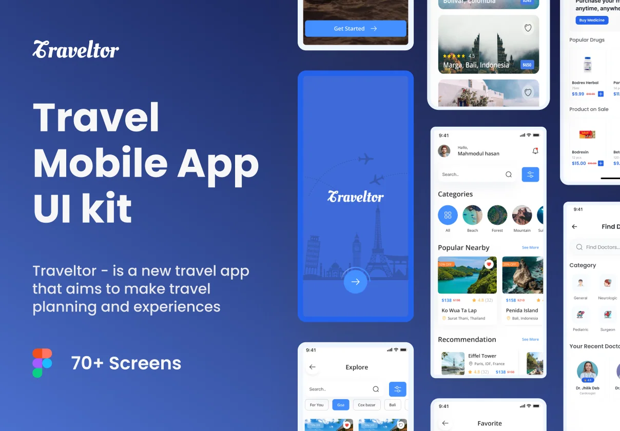 Traveltor - Travel Mobile App UI kit