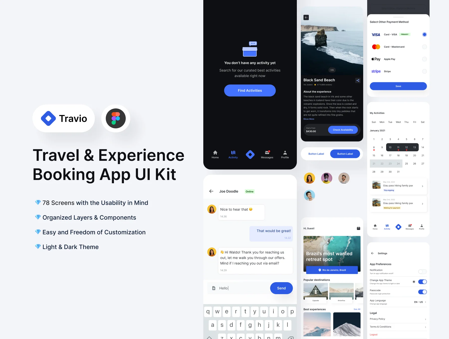 Travio - Travel & Experience Booking App UI Kit