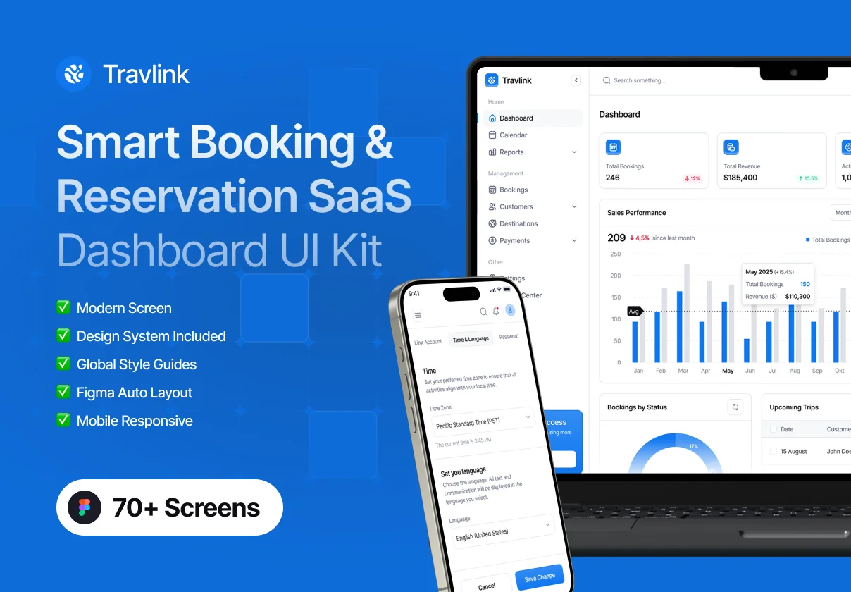 Travlink - Smart Booking & Reservation SaaS Dashboard UI Kit