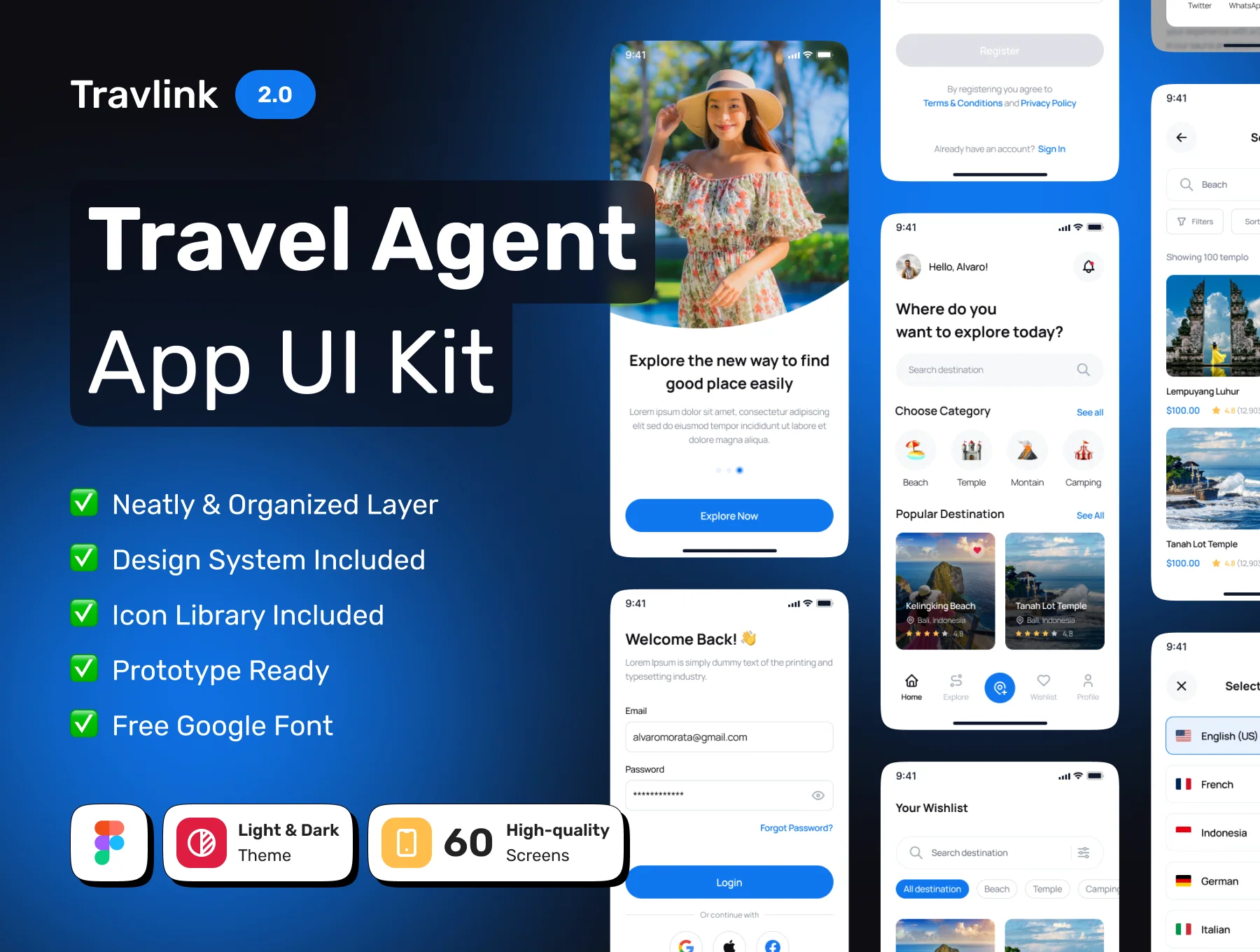 TRAVLINK - Tour & Travel Booking Premium Mobile App UI Kit