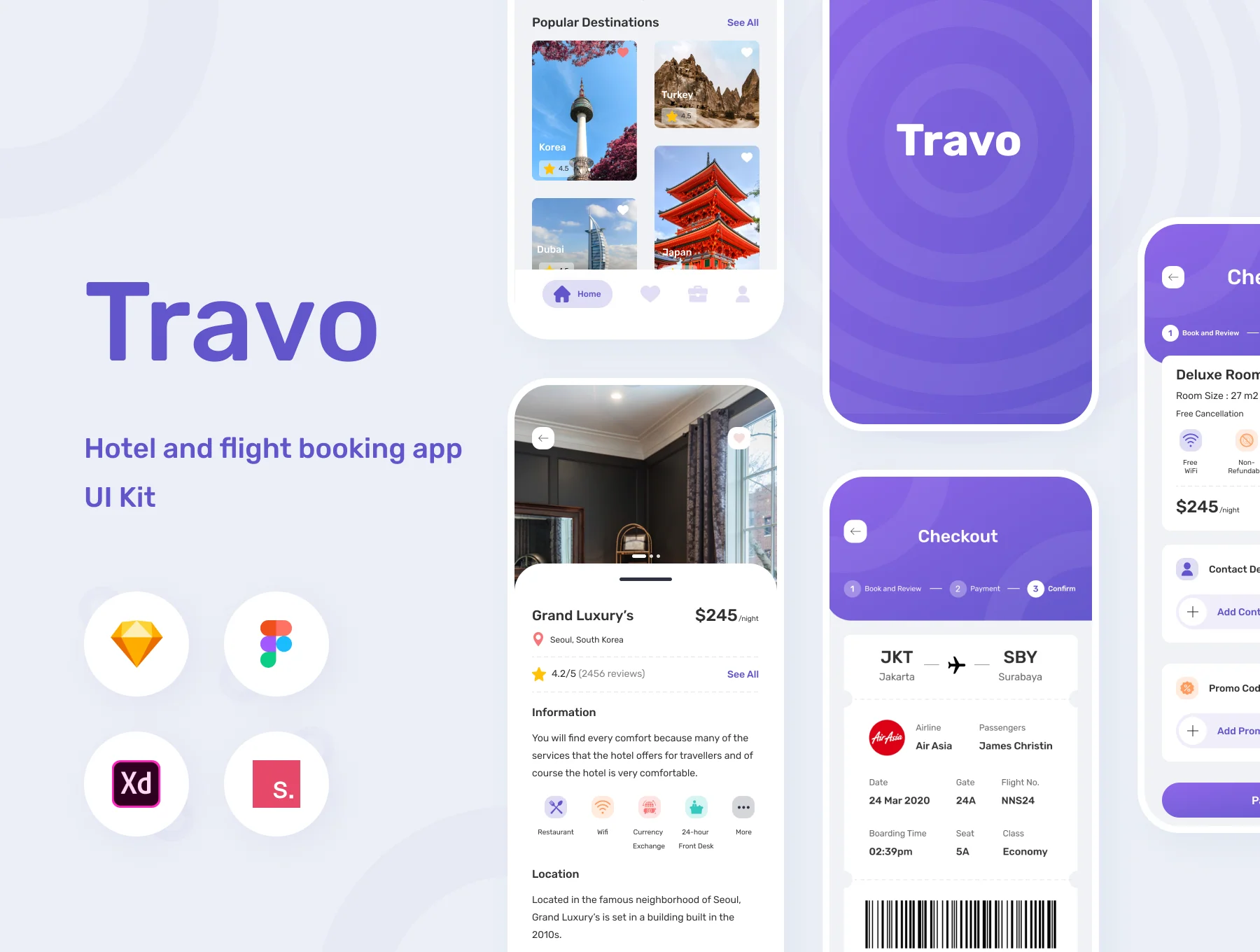 Travo Apps - UI KIT for Travel Flight and Hotel