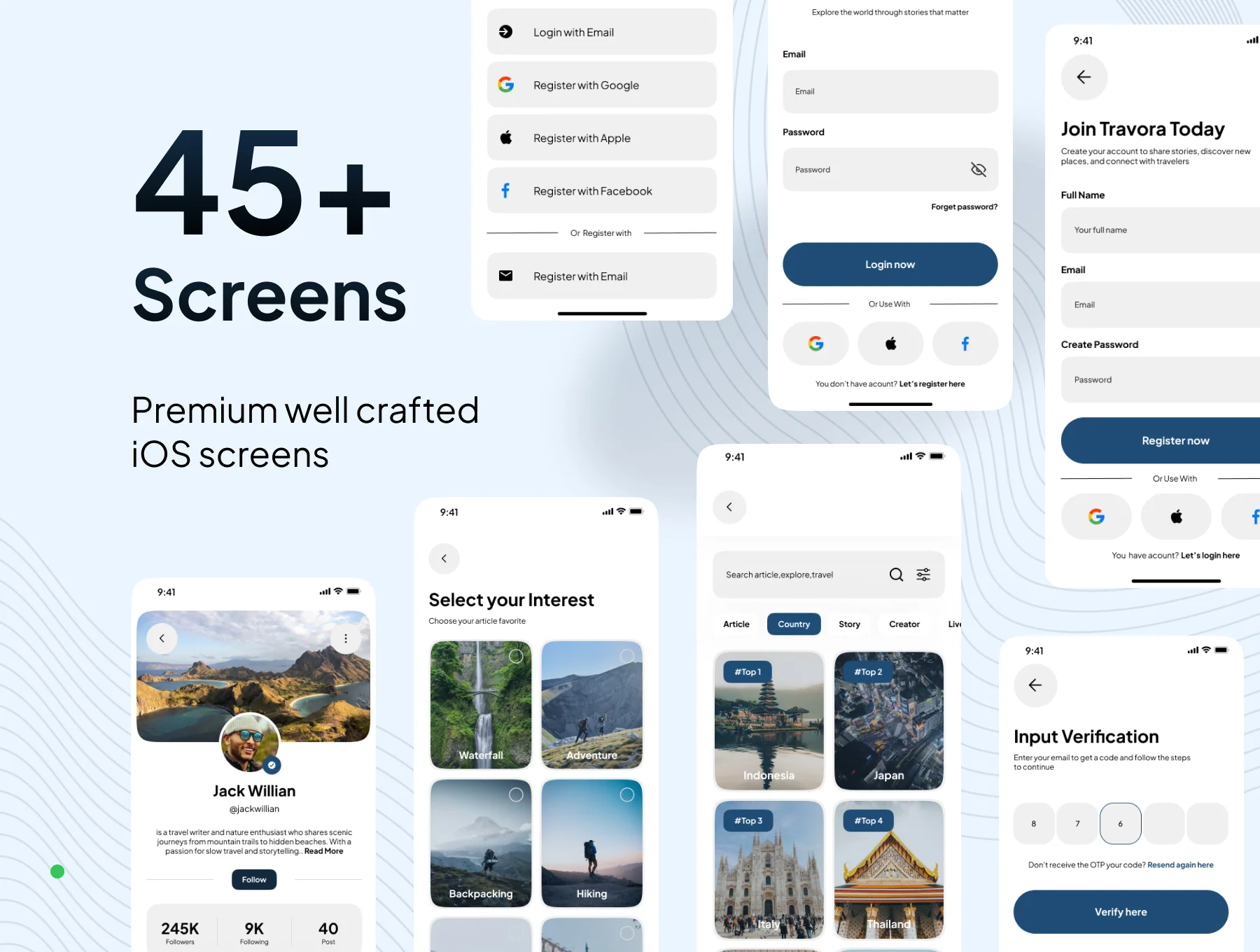 Travora - Premium Travel News & Creator App UI Kit 2