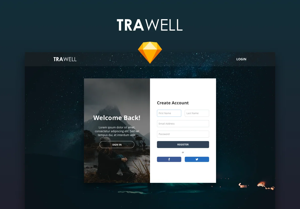 Trawell Login & Registration Pages