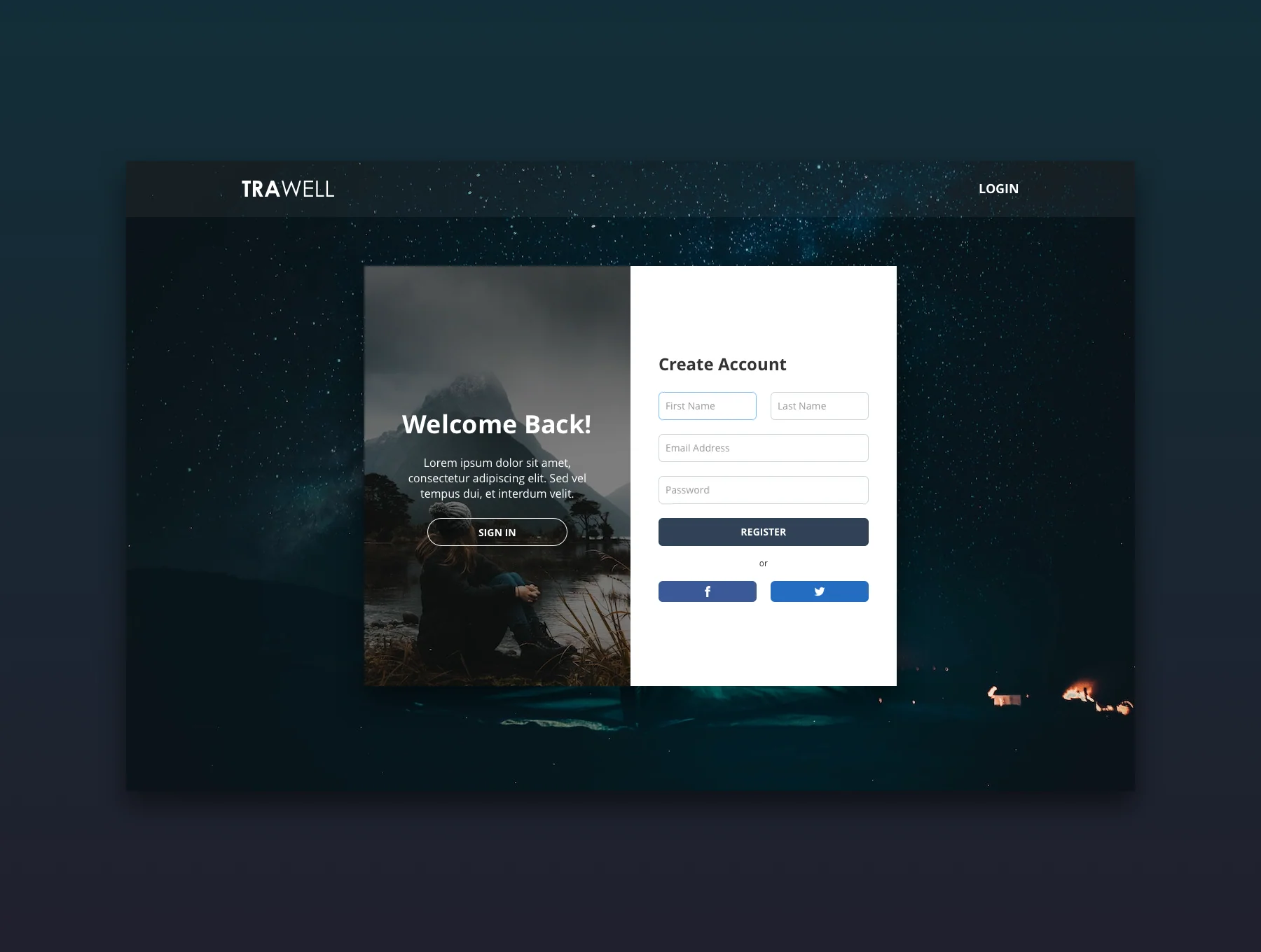Trawell Login & Registration Pages 7