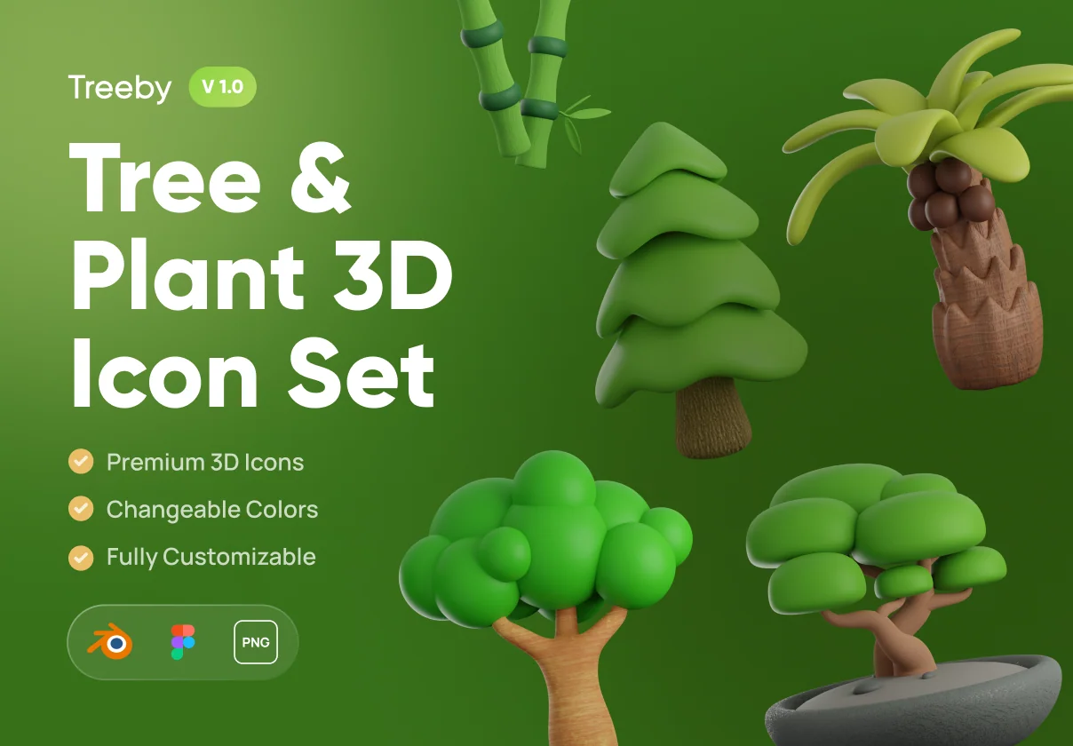 Treeby - Tree & Plant 3D Icon Set