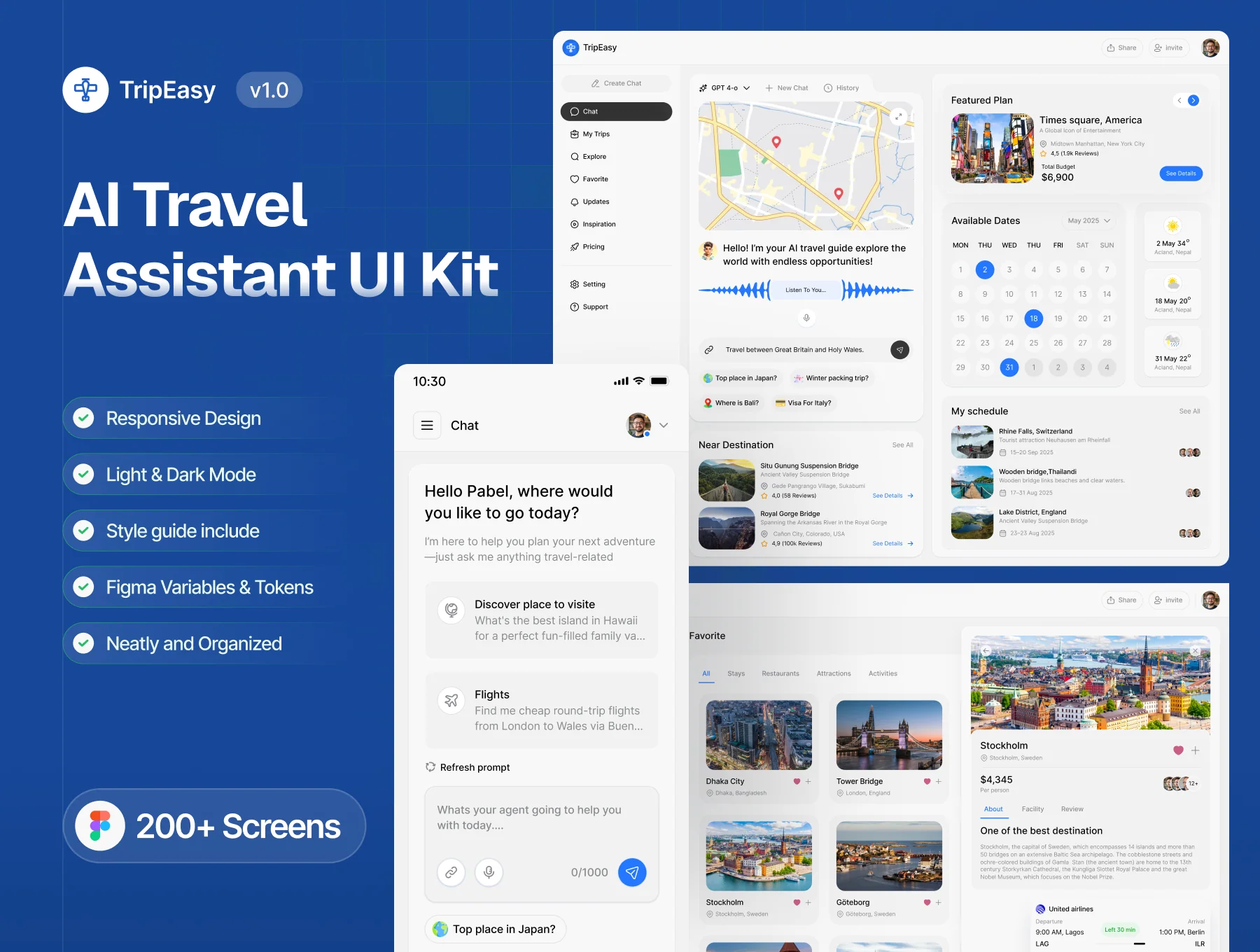 TripEasy – AI Travel Assistant Dashboard Kit