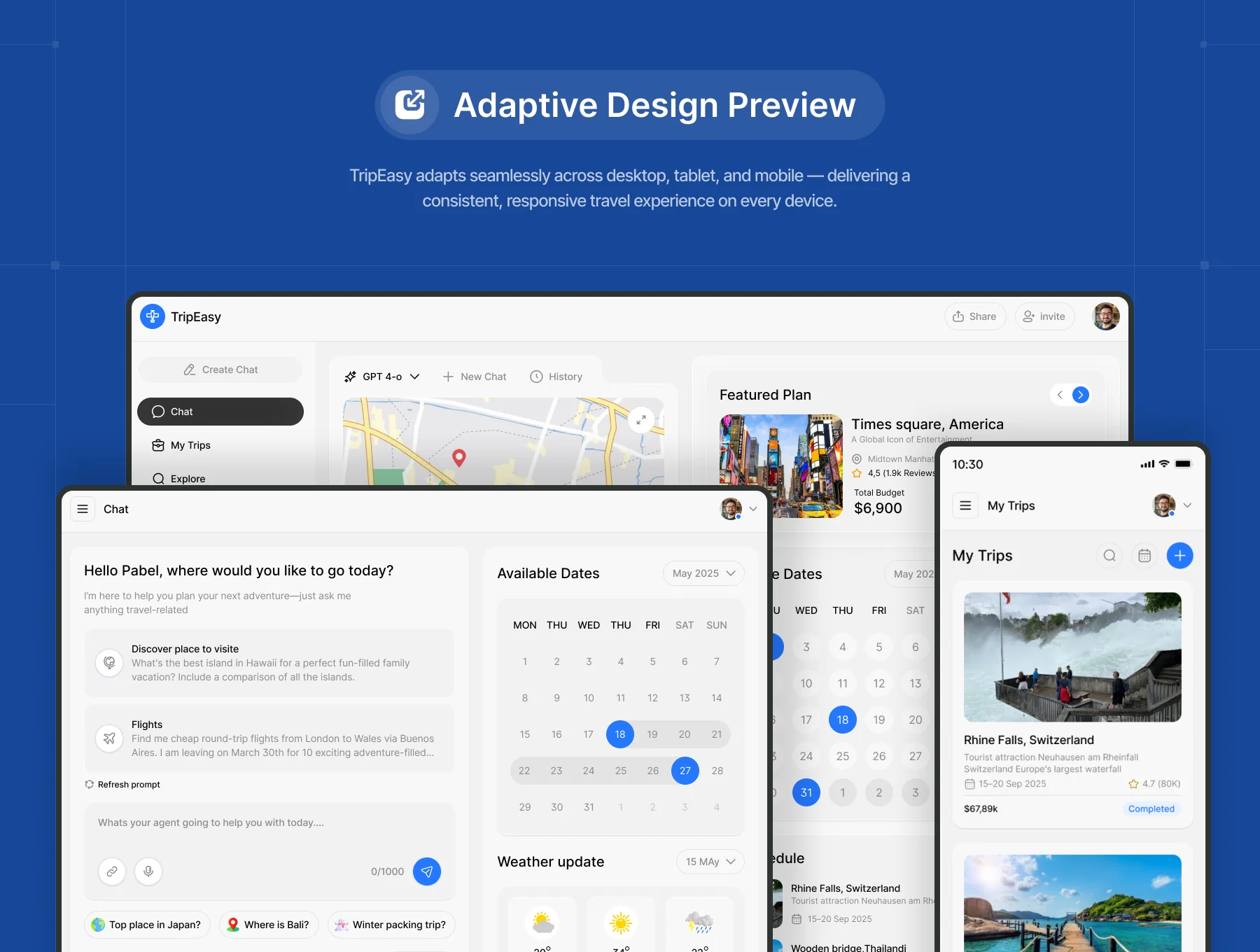 TripEasy – AI Travel Assistant Dashboard Kit 3