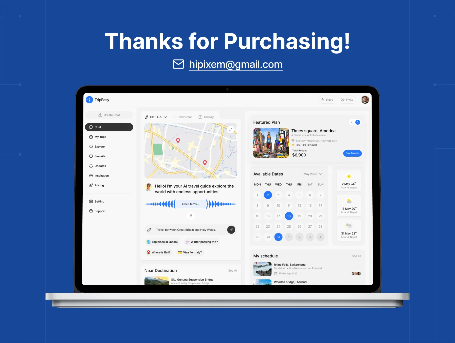 TripEasy – AI Travel Assistant Dashboard Kit 6