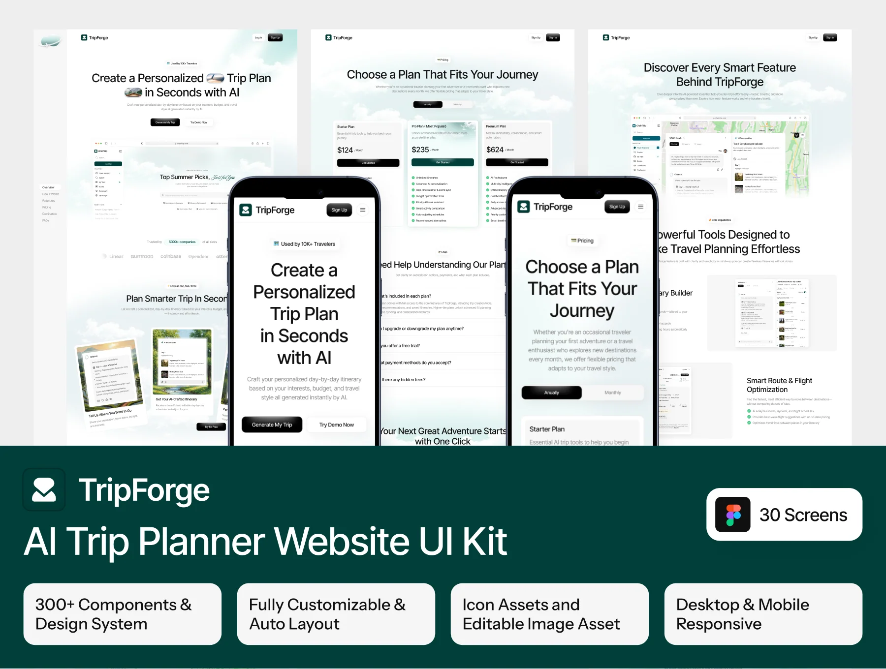 TripForge - AI Trip Planner Website UI Kit