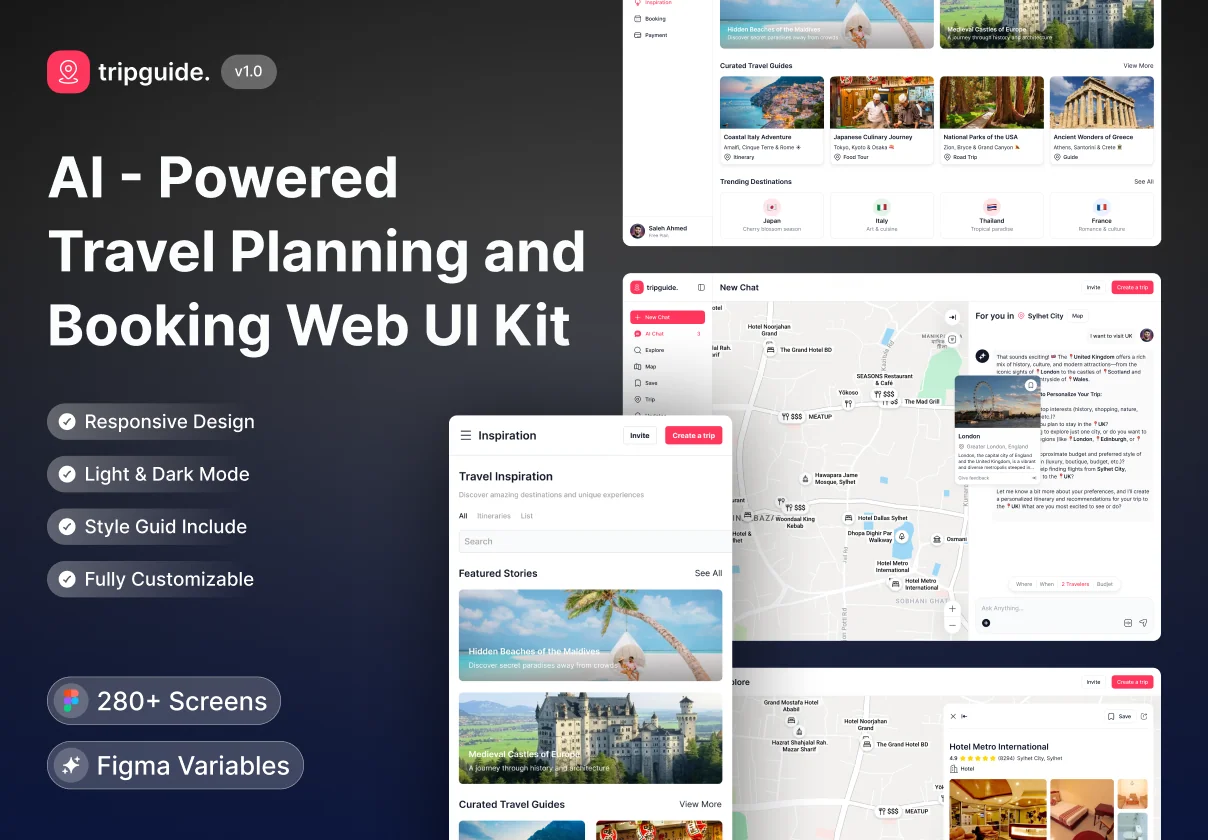 Tripguide – AI Travel Planning and Booking UI Kit