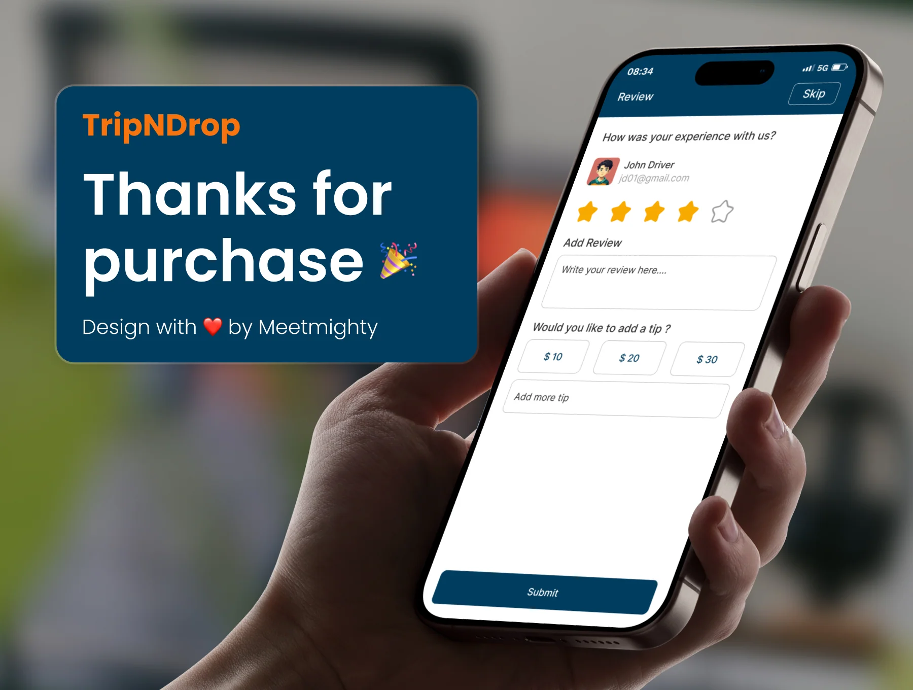 TripNDrop – Taxi & Delivery App UI Kit 10