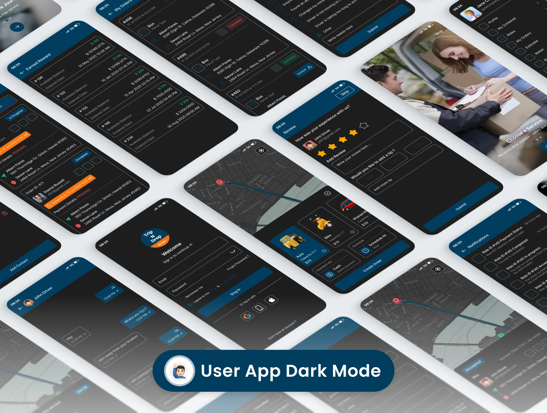 TripNDrop – Taxi & Delivery App UI Kit 7