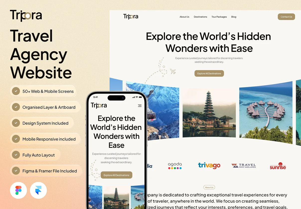 Tripora - Travel Agency Website Framer Template