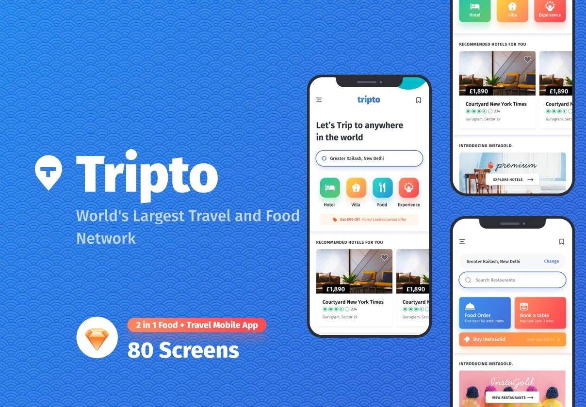 Tripto Travel and Food Mobile App UI-kit