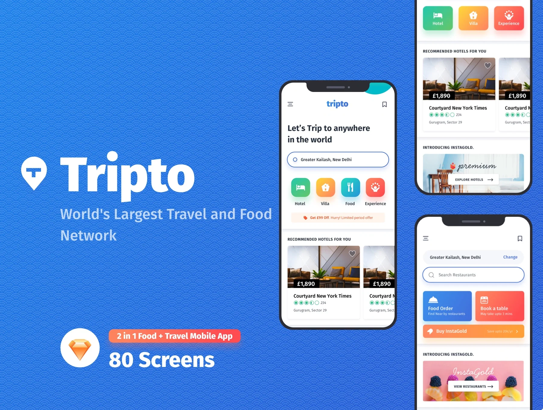 Tripto Travel and Food Mobile App UI-kit
