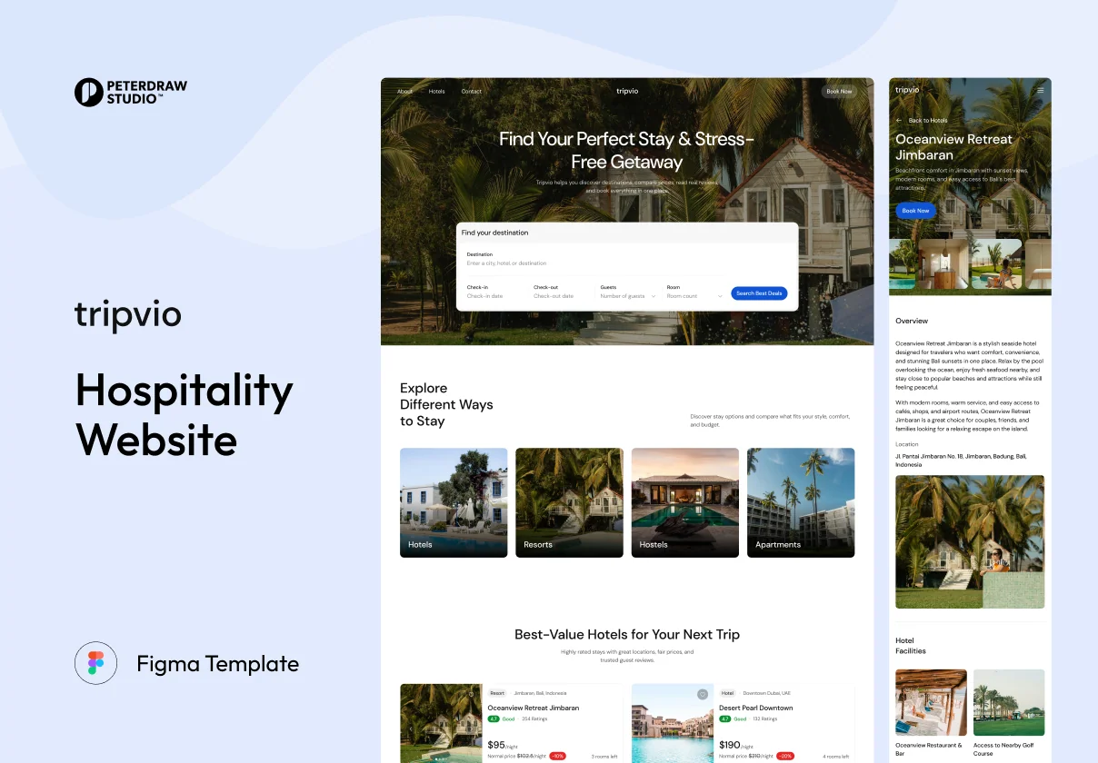 Tripvio - Hospitality Website UI Figma Template