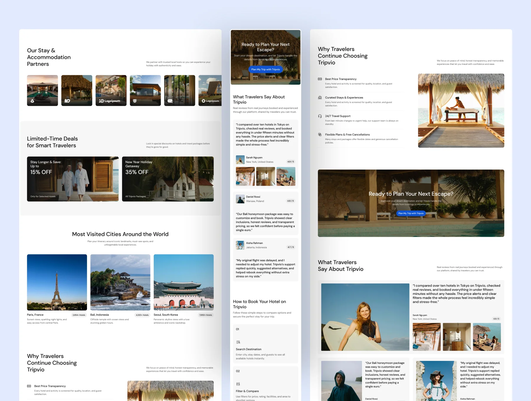 Tripvio - Hospitality Website UI Figma Template