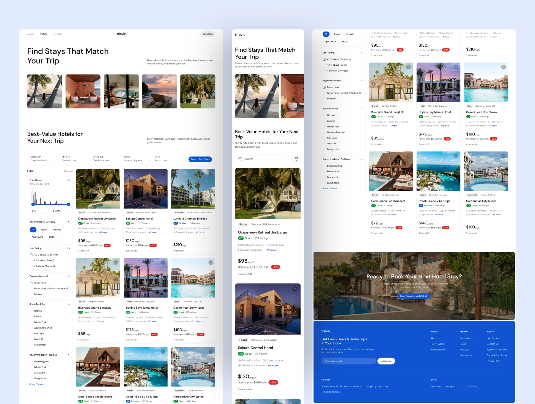 Tripvio - Hospitality Website UI Figma Template 3