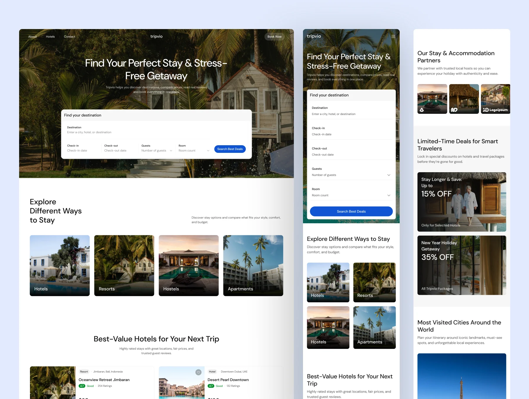 Tripvio - Hospitality Website UI Figma Template 6