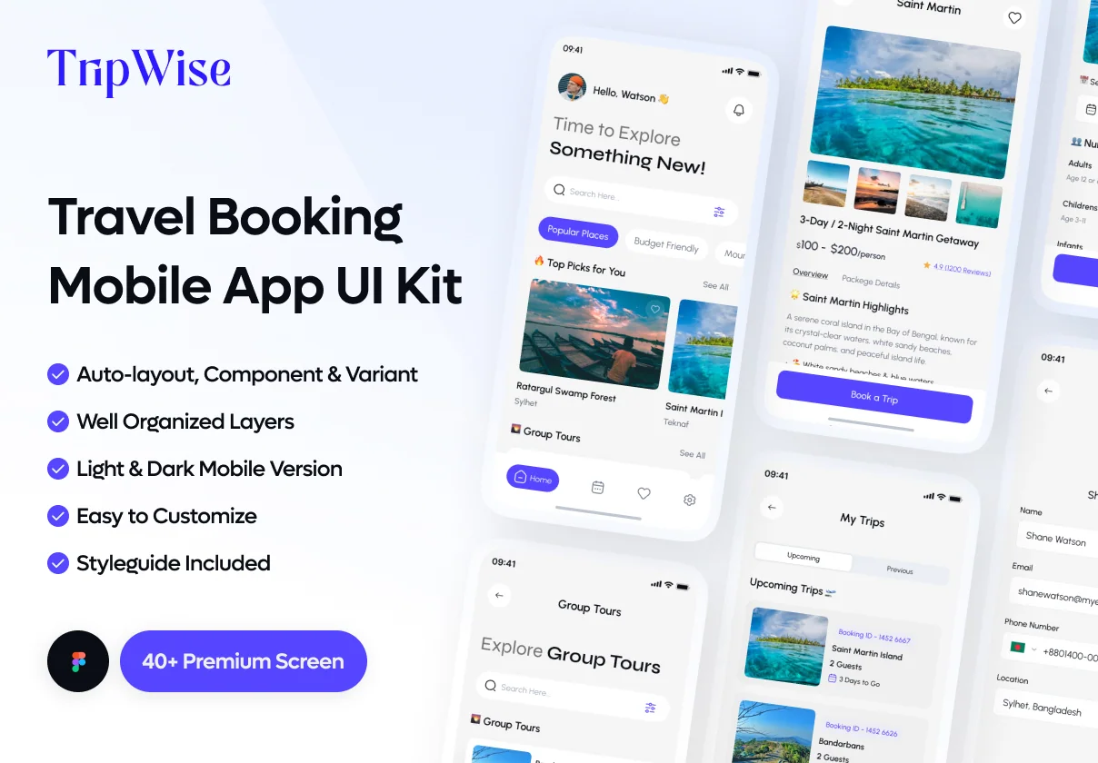 TripWise - Travel Booking App UI