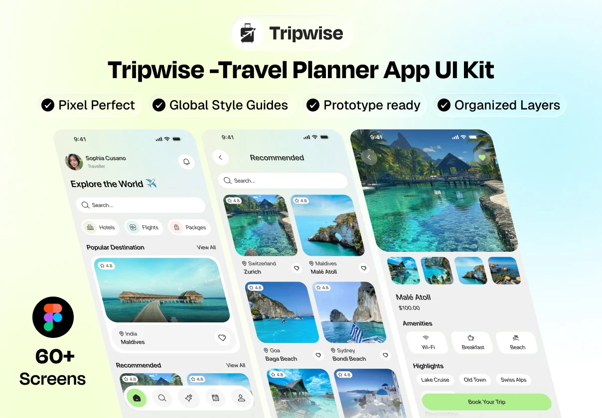 Tripwise – Travel Planner App UI Kit