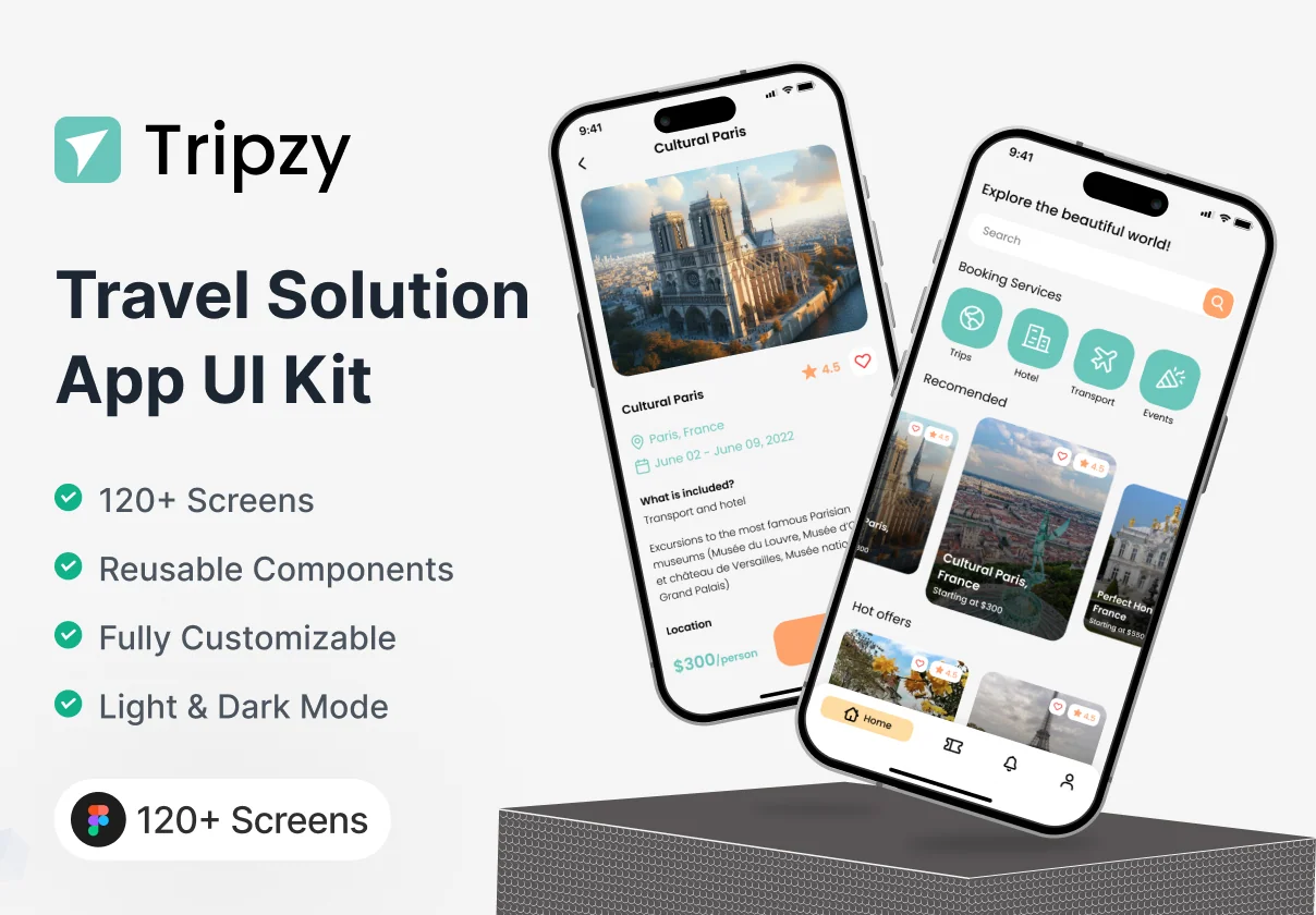 Tripzy - Travel app UI Kit