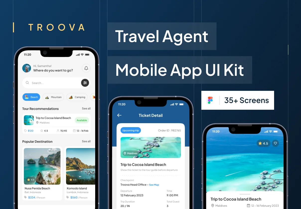 TROOVA - Travel Agent Mobile App UI Kit