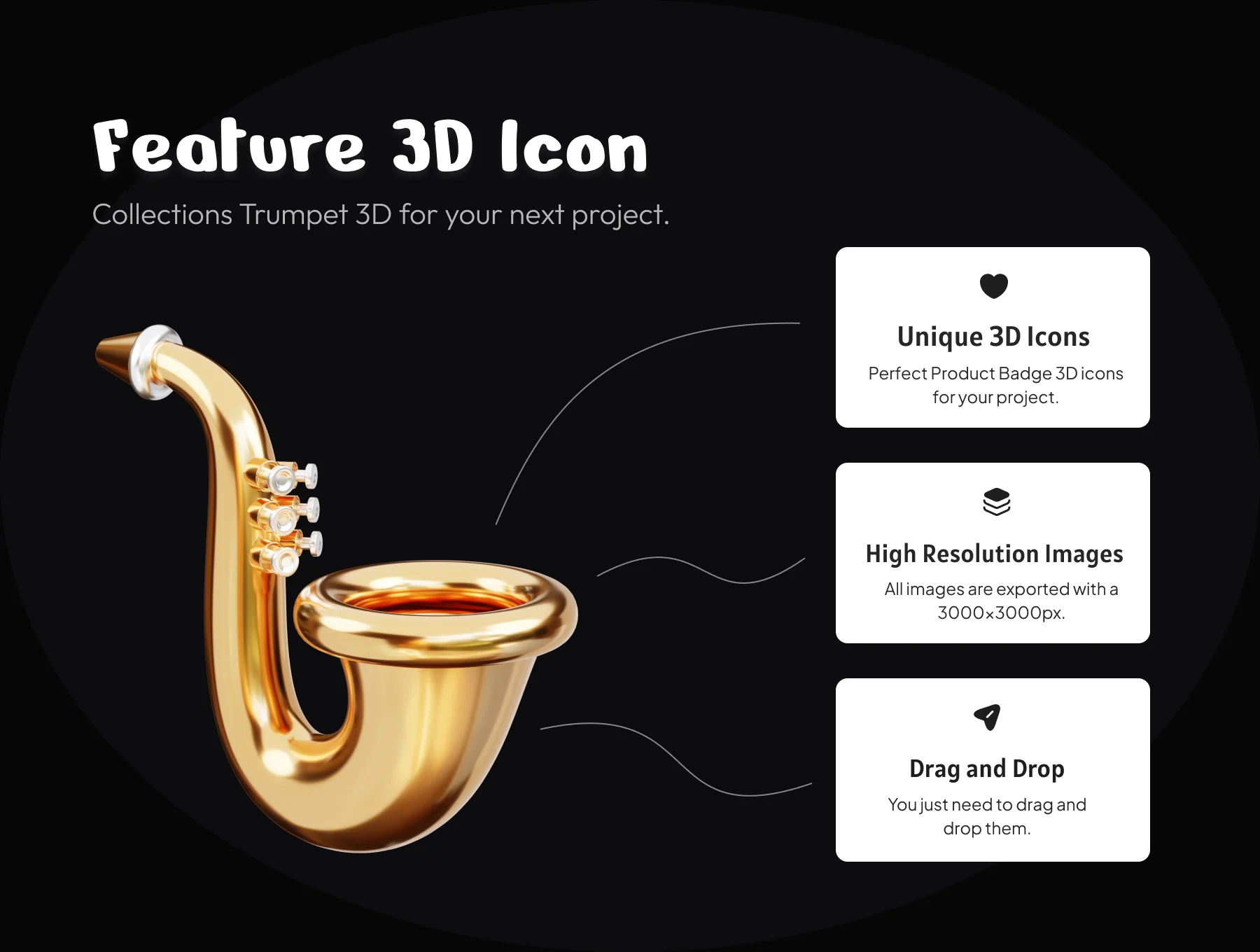 Trumpet Music Equipment 3D Icon Set 2