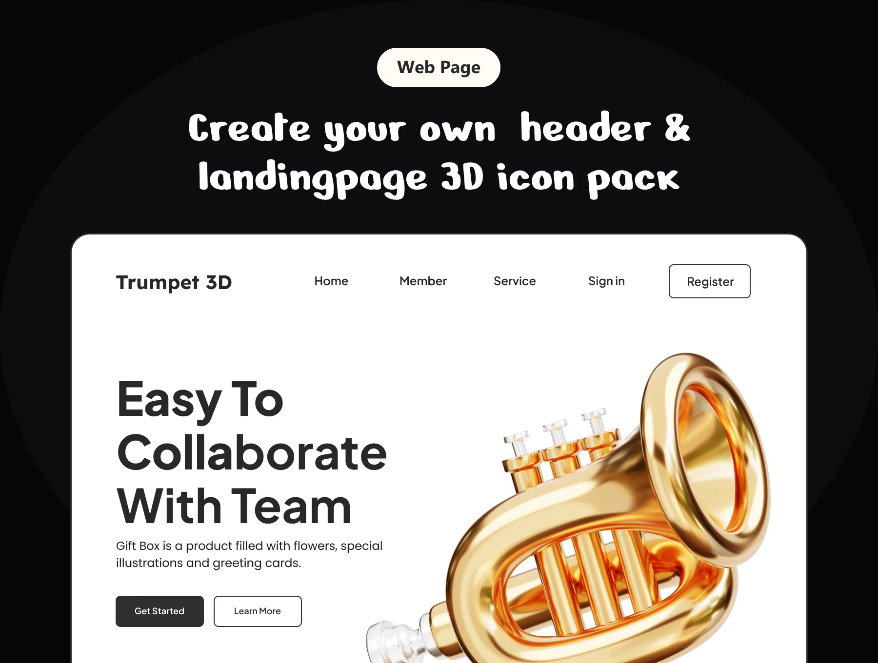 Trumpet Music Equipment 3D Icon Set 3