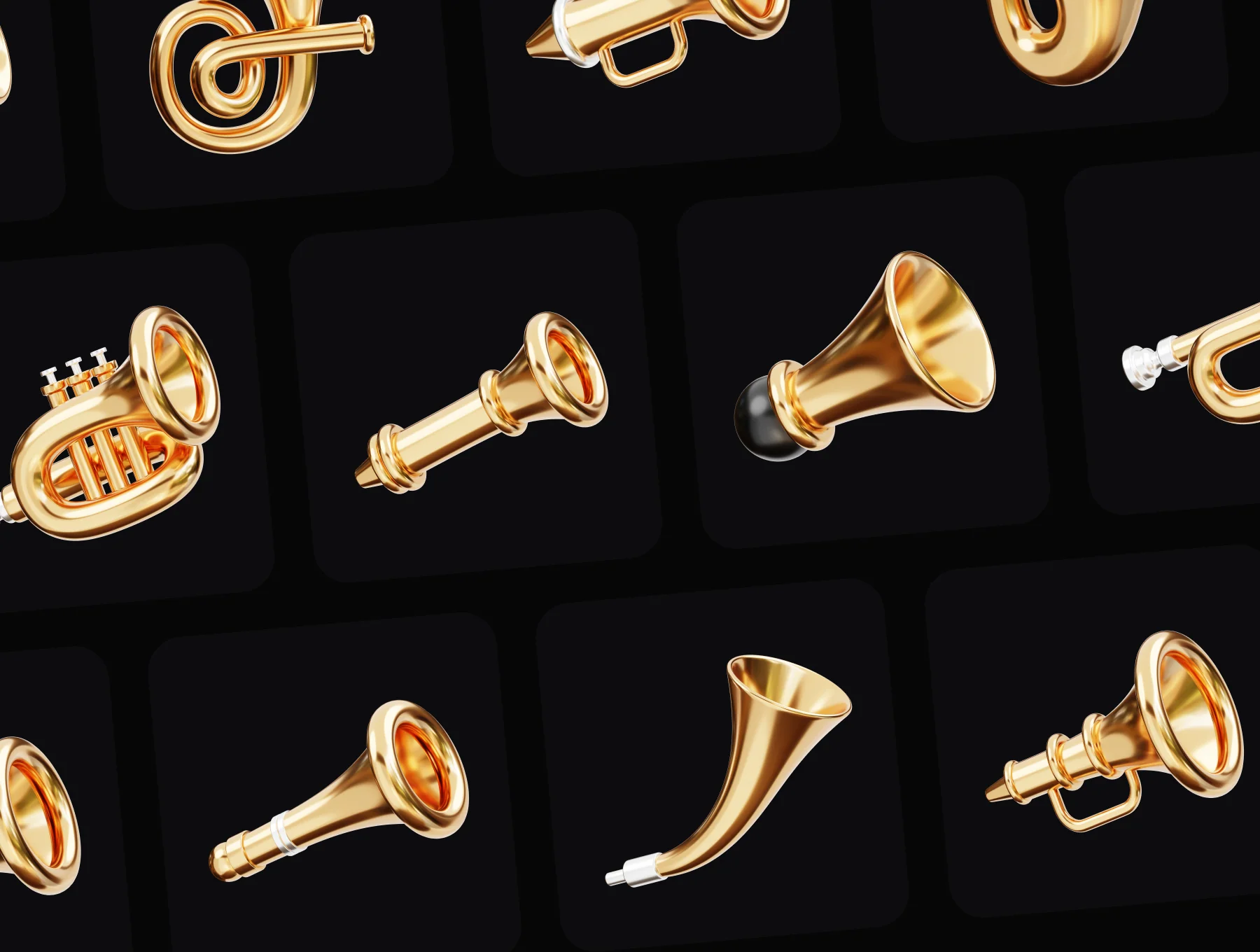 Trumpet Music Equipment 3D Icon Set 6