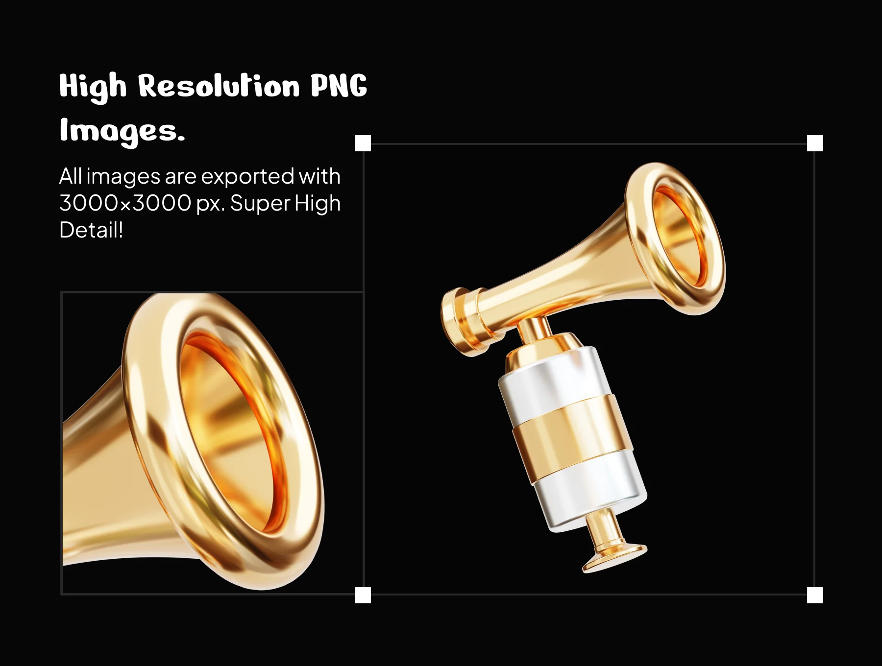 Trumpet Music Equipment 3D Icon Set 7