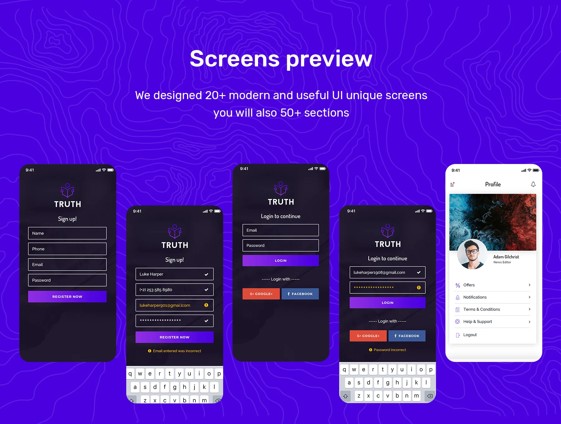 Truth: News Mobile App UI Kit 7