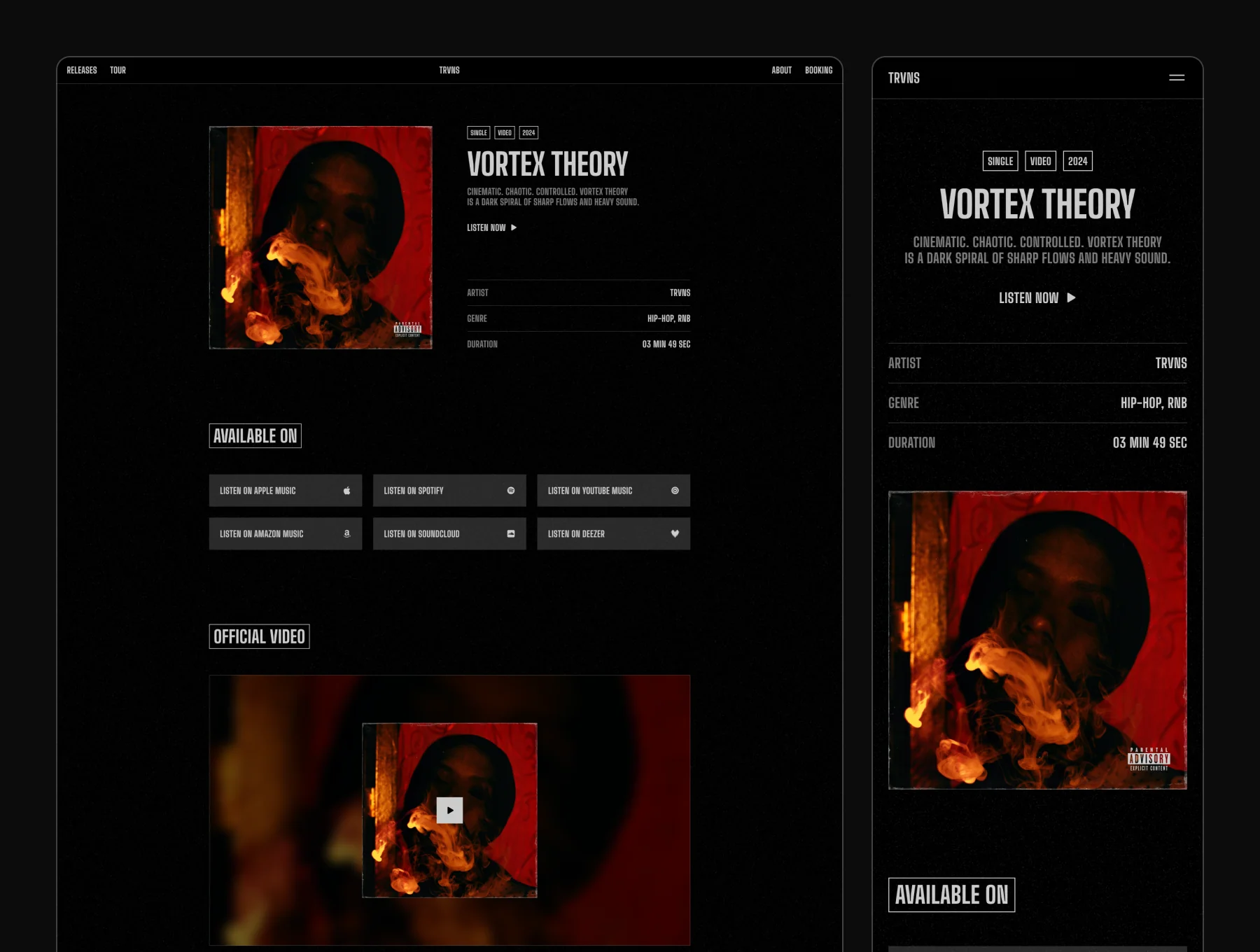TRVNS – Musician Website 4