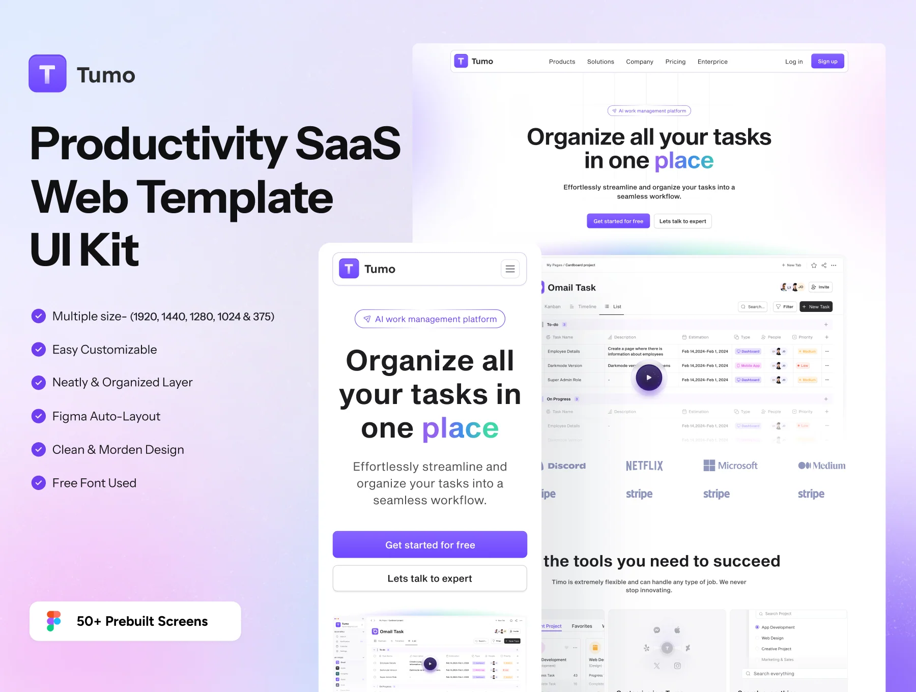 Tumo - Productivity SaaS Web Template UI Kit