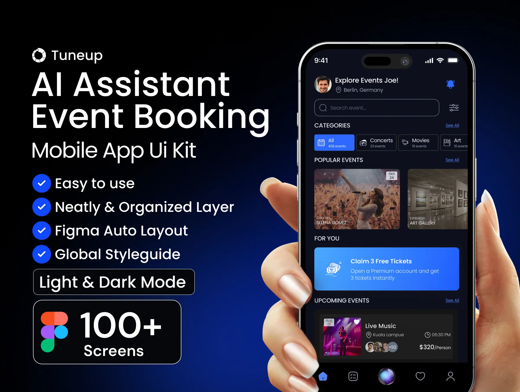 Tuneup AI Assistant Event Booking Mobile App UI Kit
